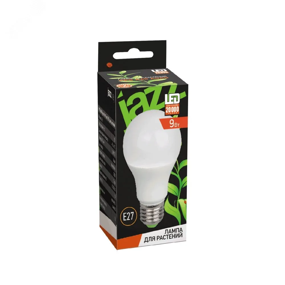 Лампа светодиодная PPG A60 Agro 9Вт A60 грушевидная матовая E27 IP20 для растений красн./син. спектр frost 5002395