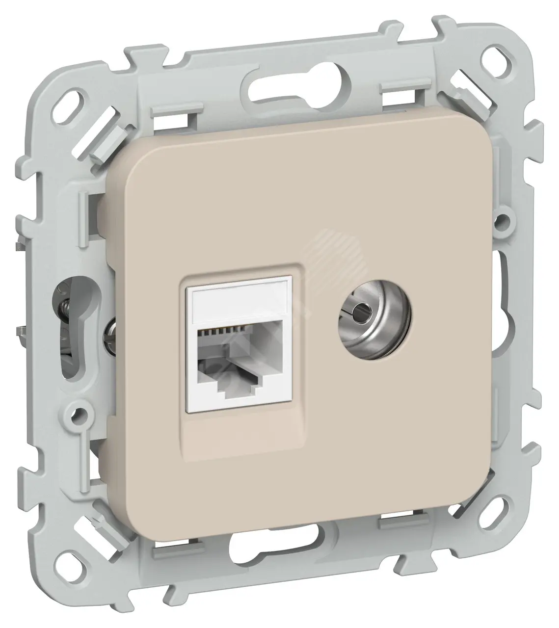 FLITE Розетка 2-местная RJ45/TV категория 5Е UTP РКТВ5е-2-0-ФлЛ льняной IEK FI-AK22-1-K88