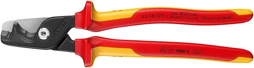 StepCut XL Кабелерез VDE, ступенчатый рез, O 23 мм (120 мм2), 225 мм, хром, 2-комп диэлектрические ручки KN-9518225
