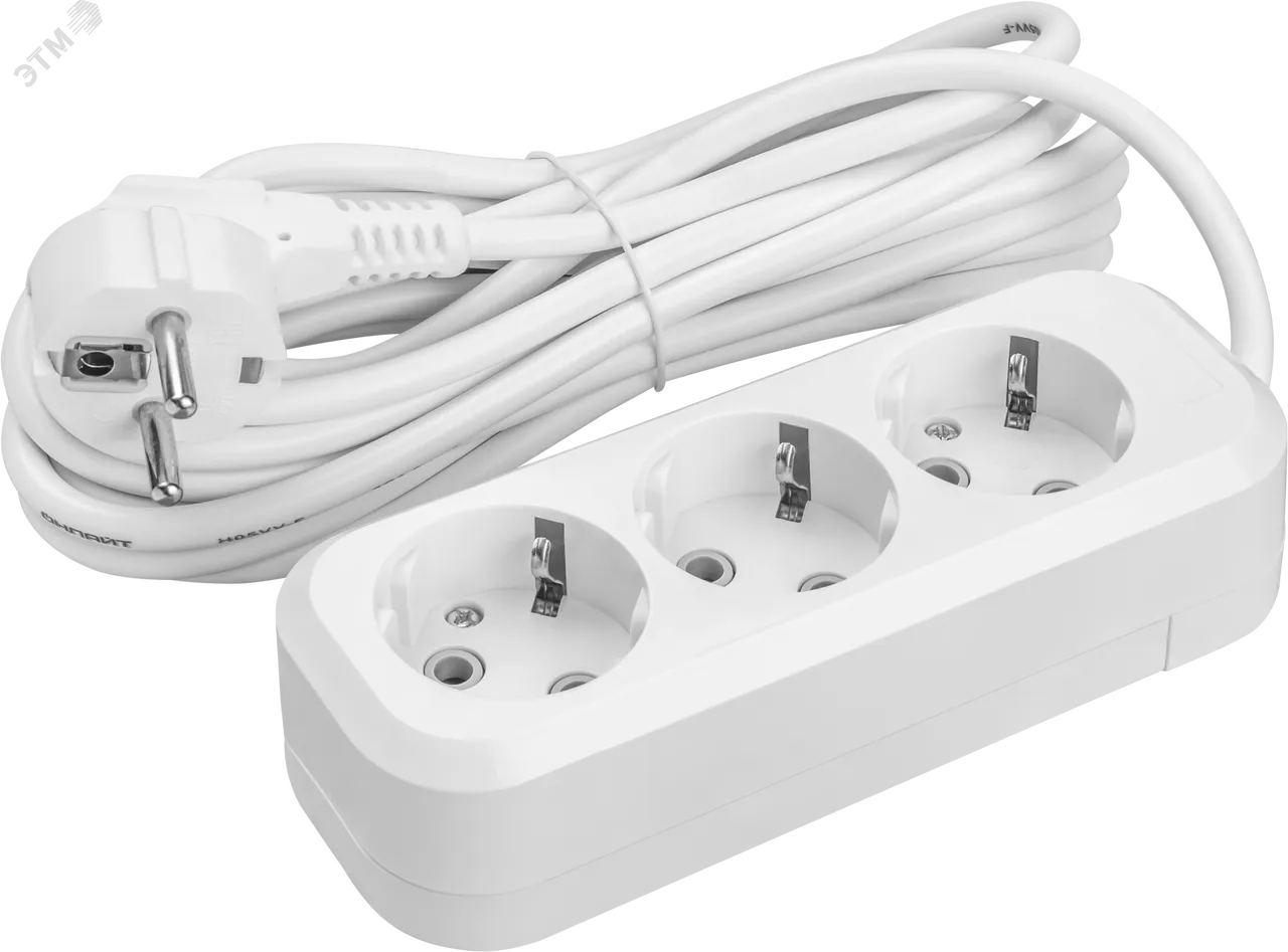 Удлинитель бытовой OPE-S-03-200-E-3x1 с заземлением 3 розетки 2м ПВС 3х1 3500Вт 33284