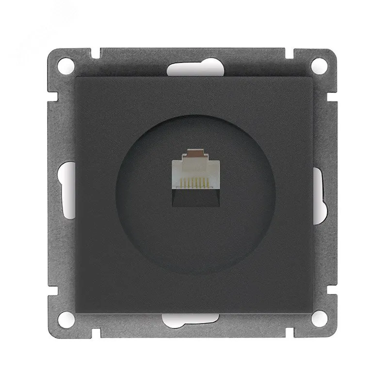Розетка компьютерная одноместная UNIVersal серия Афина с/у, 1А, RJ45, графит (еврослот), механизм A0051-Gr