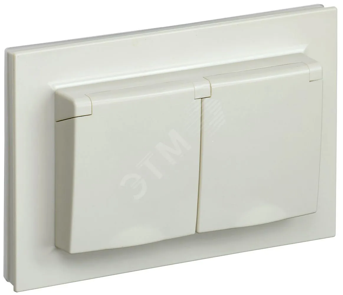 Розетка 2-м СП BRITE РСбш12-3-44-БрКр 16А в сборе IP44 с крышкой беж. BR-R26-16-44-K10-F