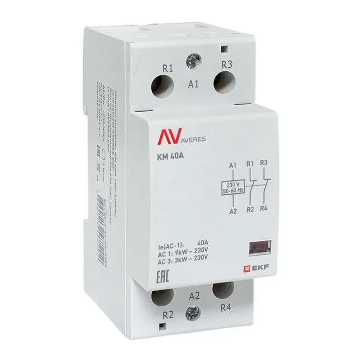 Контактор модульный КМ 40А 2NC 230VAC (2 мод.) AVERES EKF