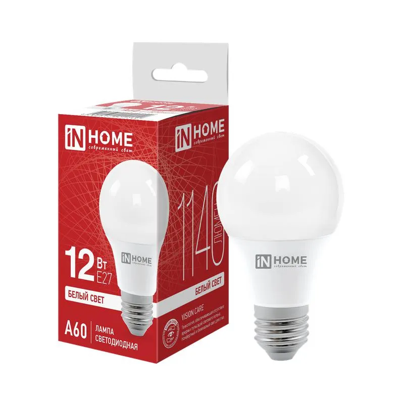 Лампа светодиодная LED-A60-VC 12Вт грушевидная 4000К нейтр. бел. E27 1140лм 230В 4690612020242