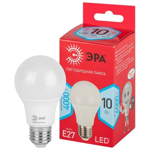 Лампа светодиодная RED LINE LED A60-10W-840-E27 R 10Вт A60 груша 4000К нейтр. бел. E27 Б0049635