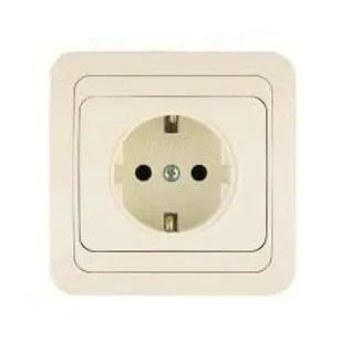 Розетка 1-м СП Mimoza 16А IP20 с заземл. крем./крем. 25028