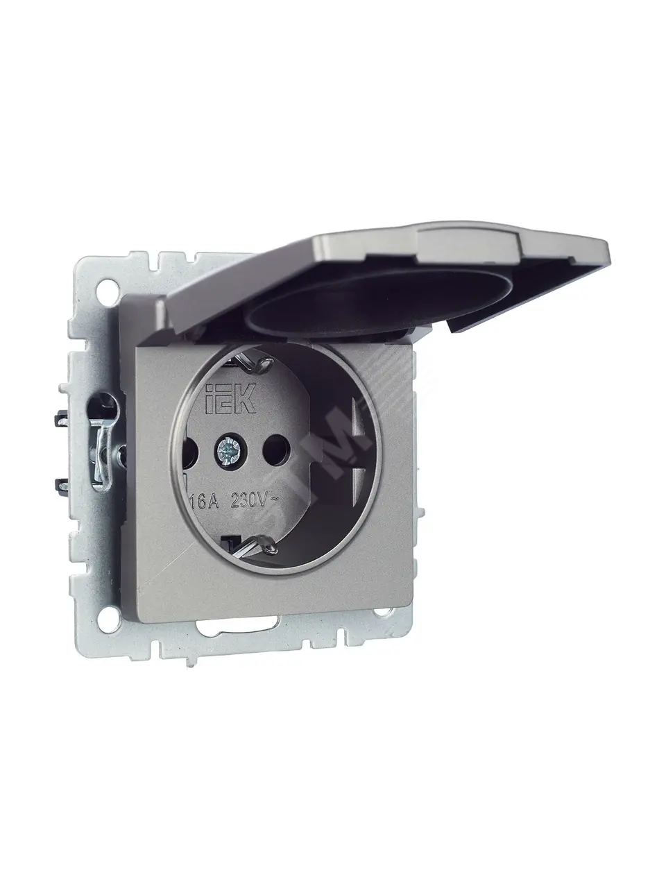Розетка BRITE РСбш10-3-БрС 16А IP20 с заземл. защ. шторки с крышкой сталь BR-R16-16-K46