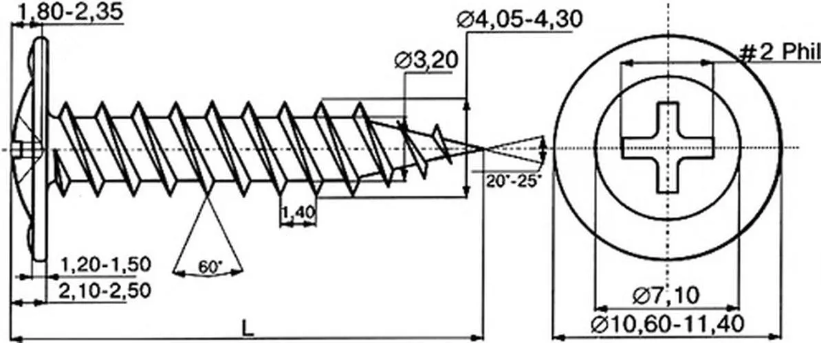 Саморез с пресс-шайбой 4.2x19 острый CM275019
