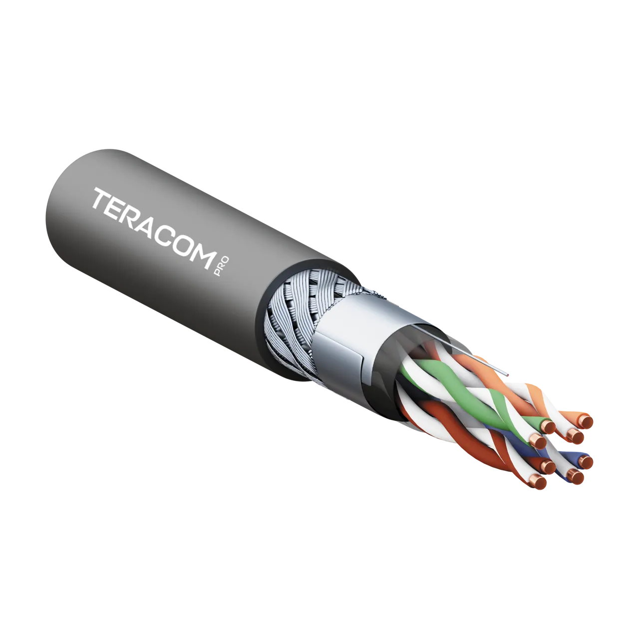 Кабель витая пара TERACOM PRO Cat.5E SF/UTP для промышленного Ethernet проводник 4 пары 19x0,1мм 26AWG оболочка полиуретан -40-C - +80-C цвет черный (упак. 500м) TRP-5ESFU-04PU-BK-OIE5