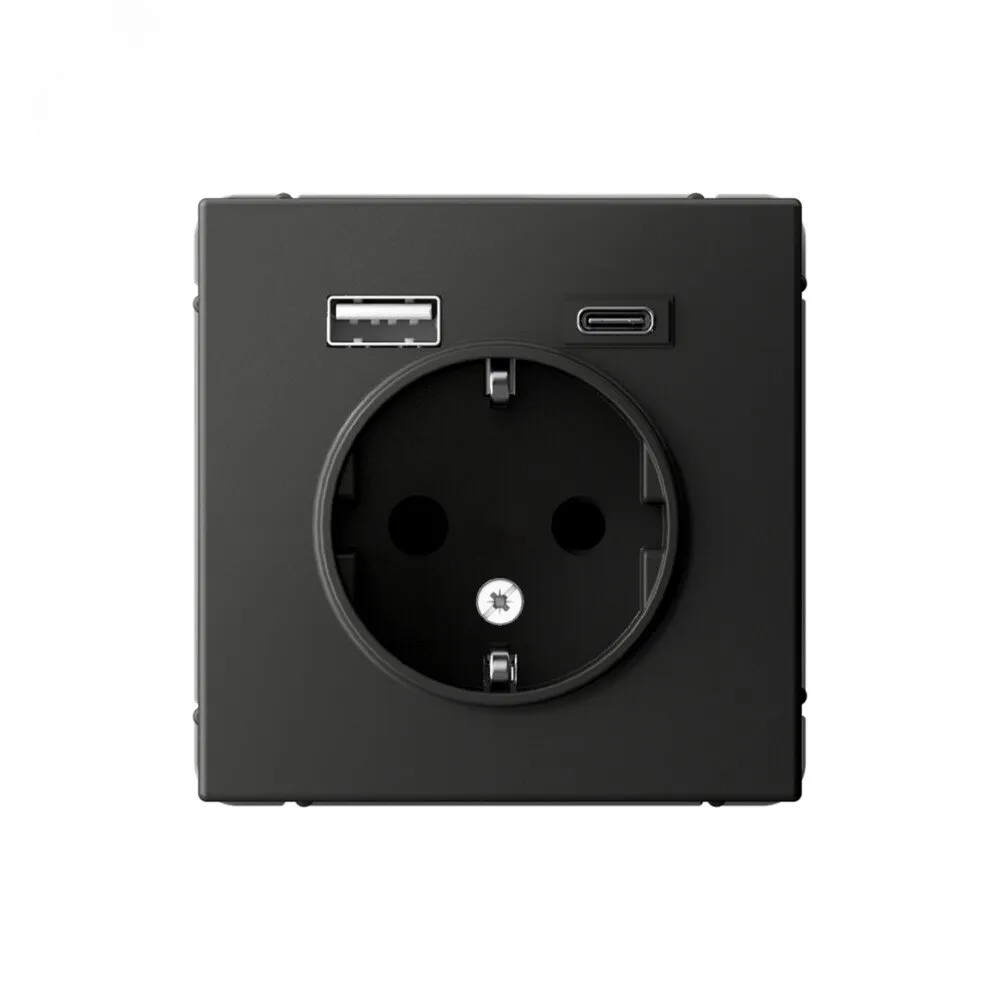 ARTGALLERY розетка 16А с 2 USB A+C, 5В/2,4А/3,0А, 2х5В/1,5А, механизм, базальт GAL001432