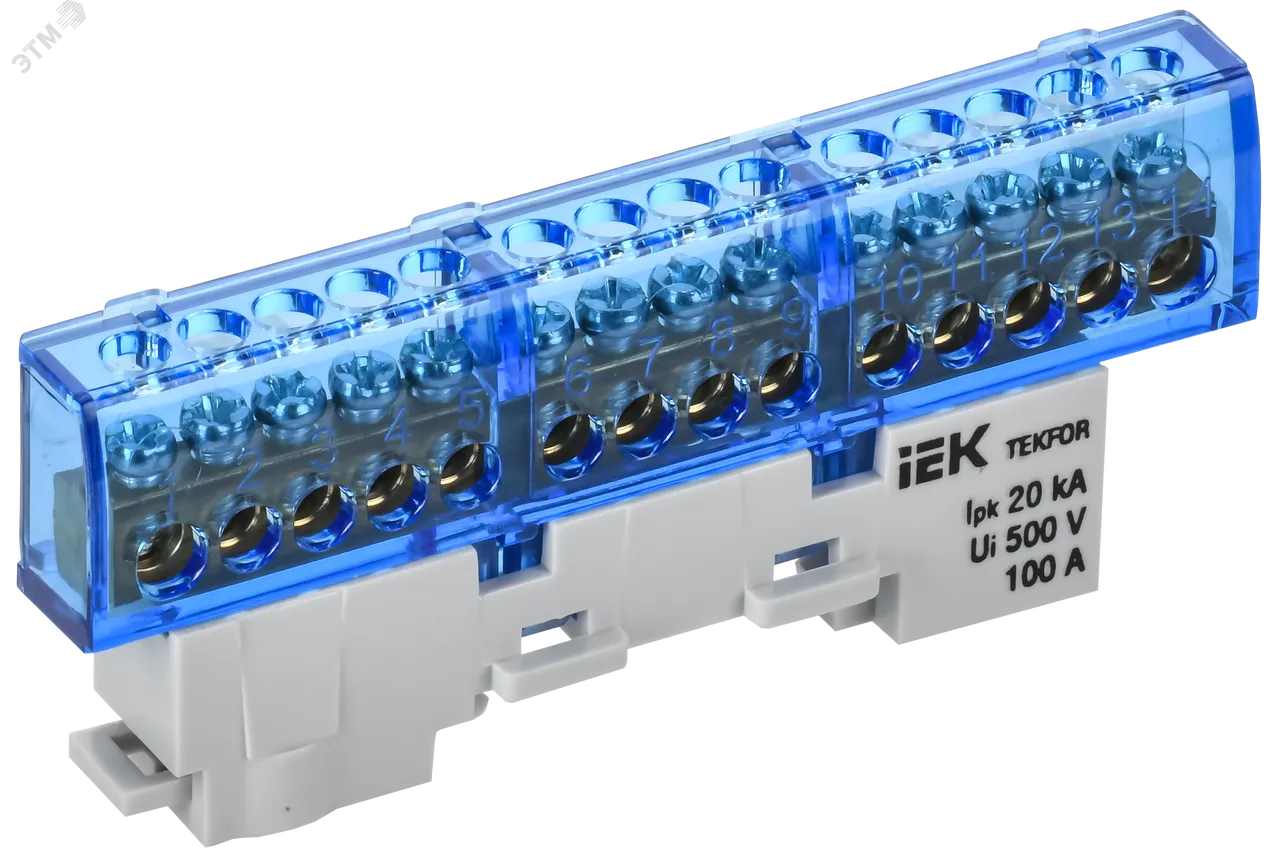 TEKFOR Шина N ноль изолированная на универсальном держателе 6х9-14-С IEK TF-NN10-14-KL-K07