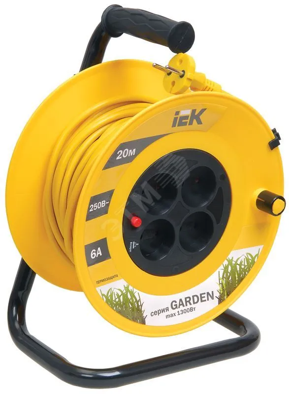 Удлинитель на катушке 4х20м без заземл. 6А IP20 Garden УК20 2х0.75 термозащита WKP23-06-04-20