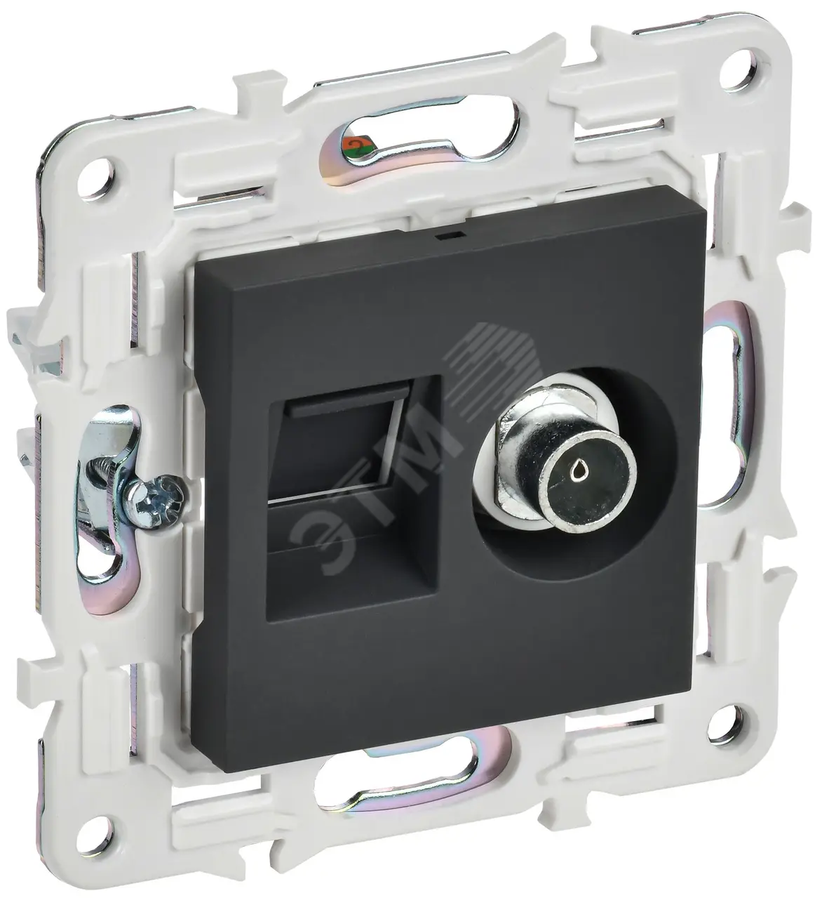 SKANDY Розетка двойная TV+RJ45 кат.5E SK-A14G графит IEK SK-AK20-1-K53