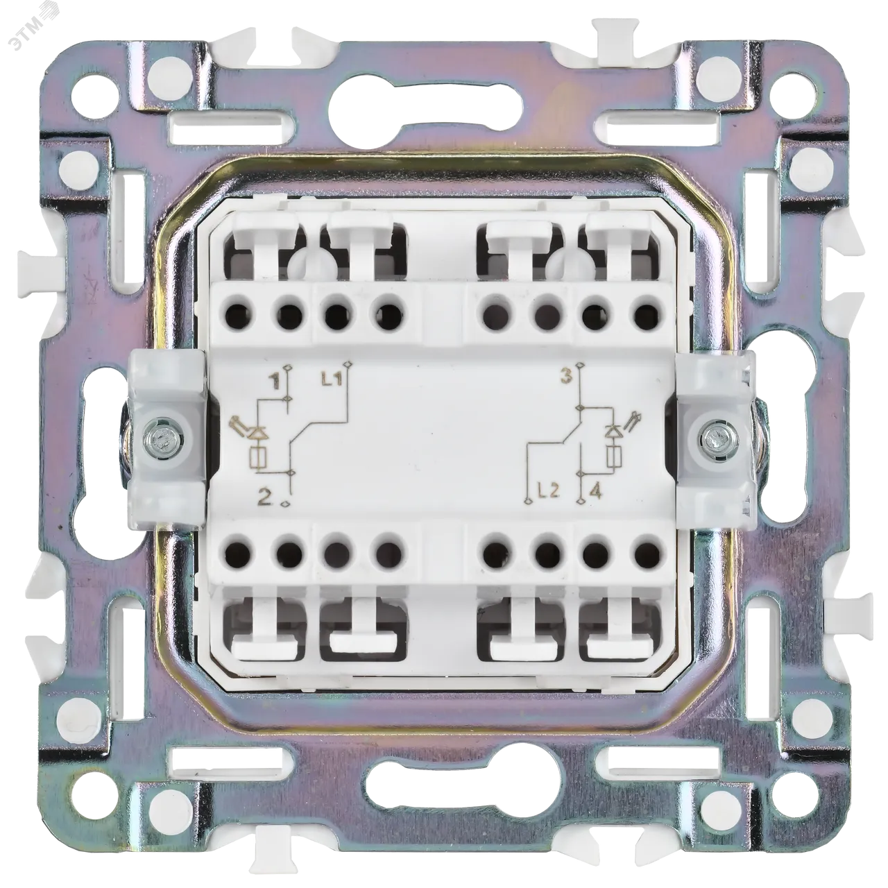 SKANDY Выключатель 2-клавишный проходной с индикацией 10А SK-V10Gr серый IEK SK-V22-1-10-K03