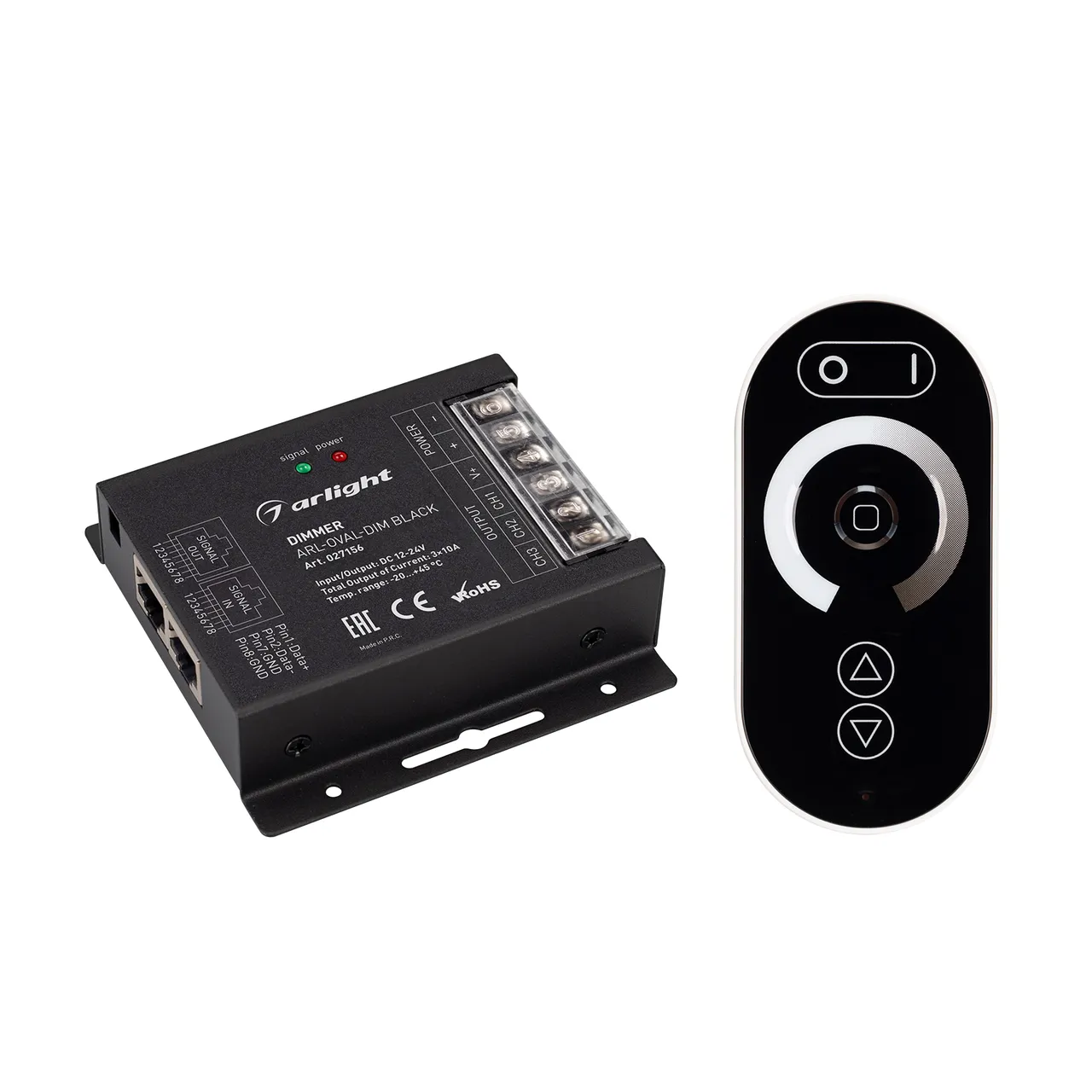 Диммер ARL-OVAL-DIM Black (12-24V, 3x10A, ПДУ Овал, RF, RJ45) 027156