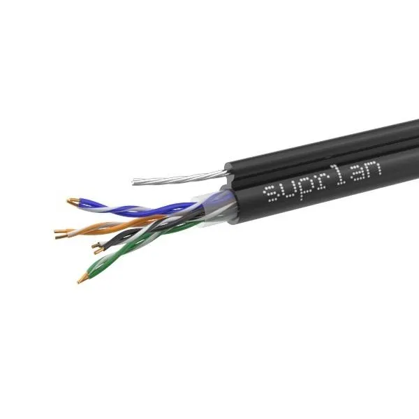 Кабель витая пара U/UTP кат.5E 4х2х24AWG solid Cu PE Outdoor Standard трос черн. (м) 01-0322-1