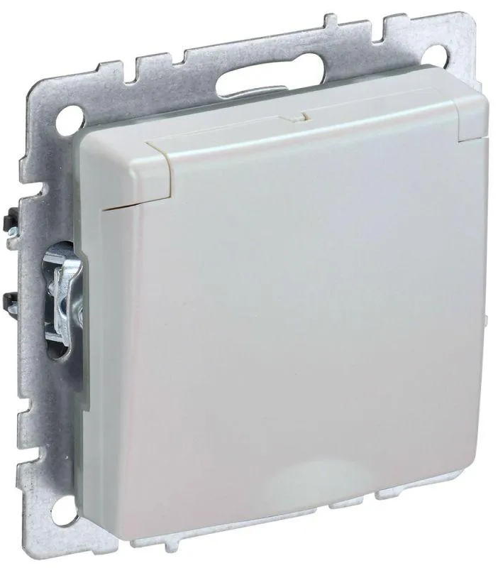 Розетка BRITE РСбш10-3-БрЖ 16А IP20 с заземл. защ. шторки с крышкой жемчуж. BR-R16-16-K36