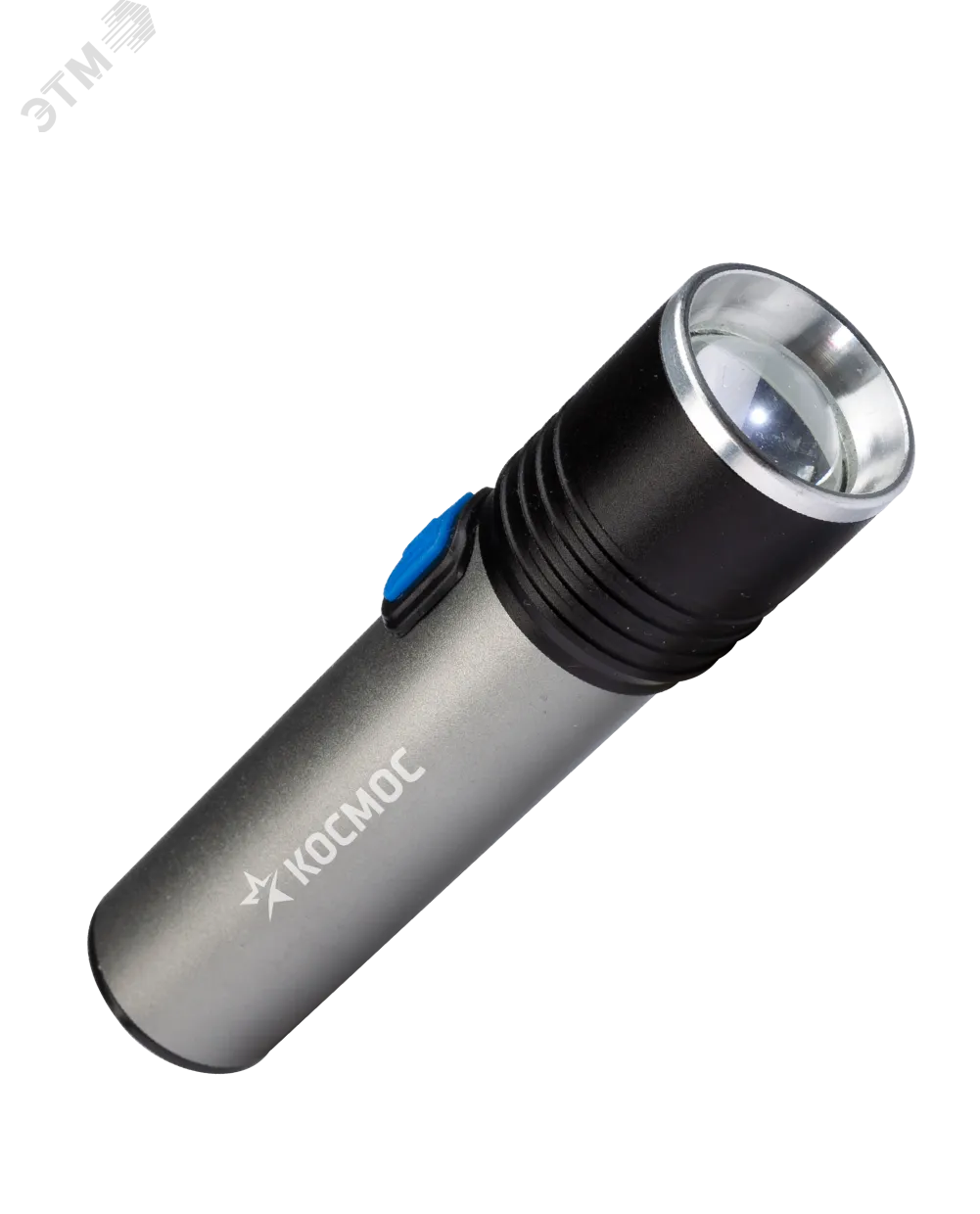 Фонарь аккумуляторный ручной LED 3Вт линза зум аккум. Li-ion 18650 1.2А.ч USB-шнур анодир. алюм. KOS111Lit
