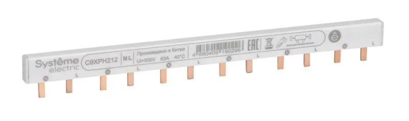 City9 Set Шина гребенчатая 2P (L1L2) шаг 18мм 12 модулей 63А C9XPH212