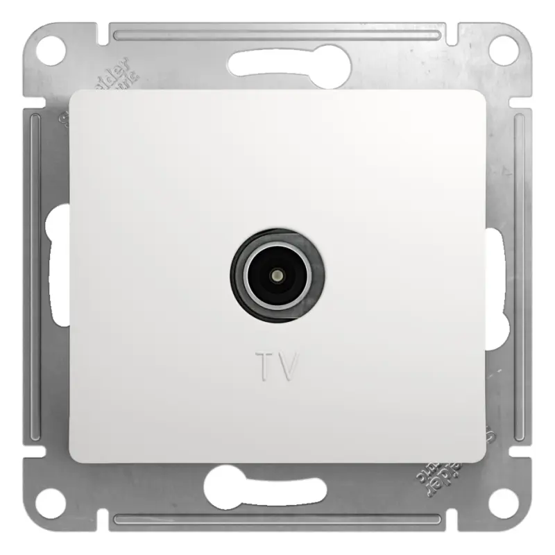 GLOSSA Розетка телевизионная TV одиночная в рамку 1дБ белая GSL000191