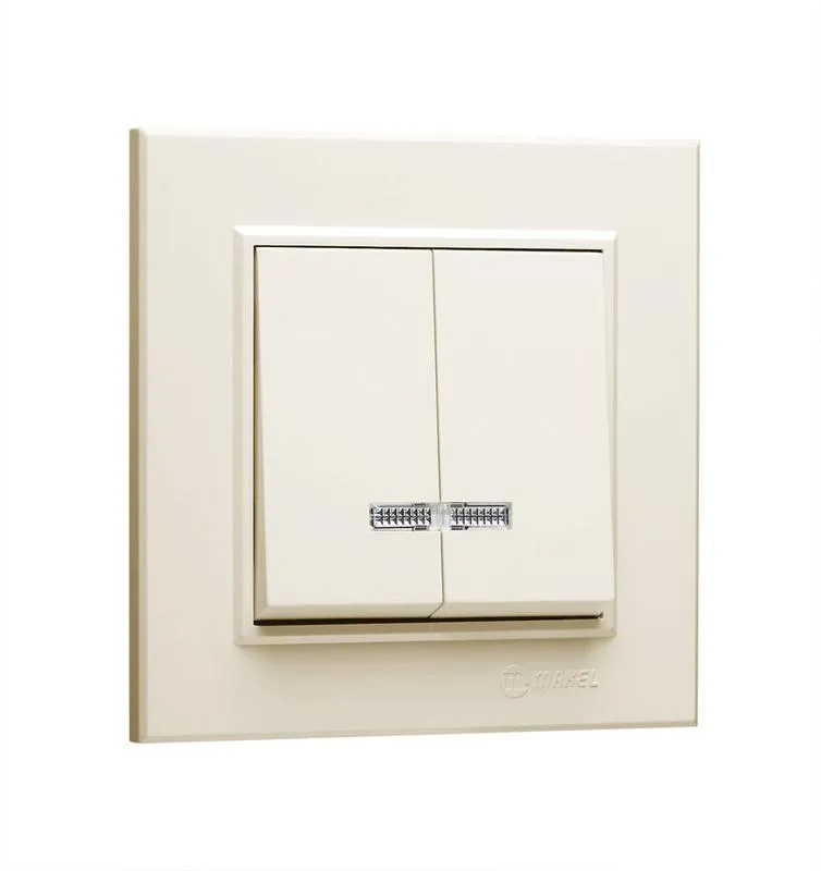Выключатель 2-кл. СП Karea 10А IP20 с подсветкой крем. 56010023