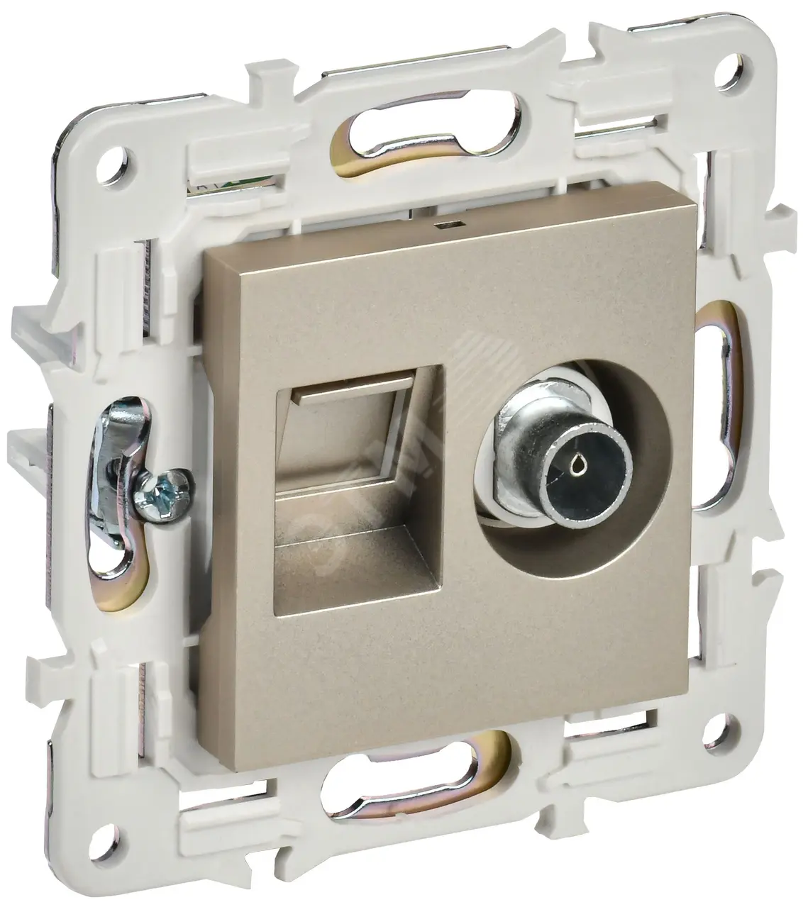 SKANDY Розетка двойная TV+RJ45 кат.5E SK-A14Sh шампань IEK SK-AK20-1-K37