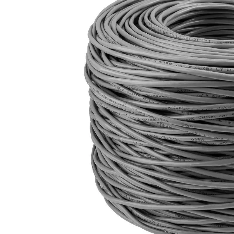 Кабель витая пара F/UTP кат.5E 4х2х24AWG solid CCA PVC сер. (м) 01-0142-3