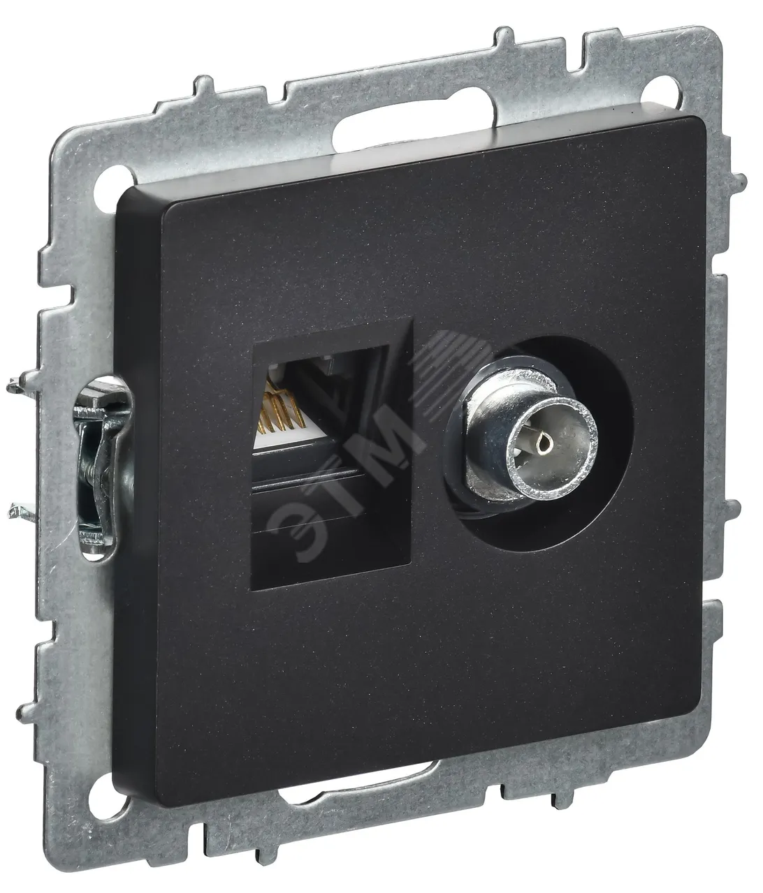 Розетка компьютерная + телевизионная 2-м Brite РТВ/РК12-БрЧ RJ45 кат.5E + TV черн. BR-AK20-1-K02