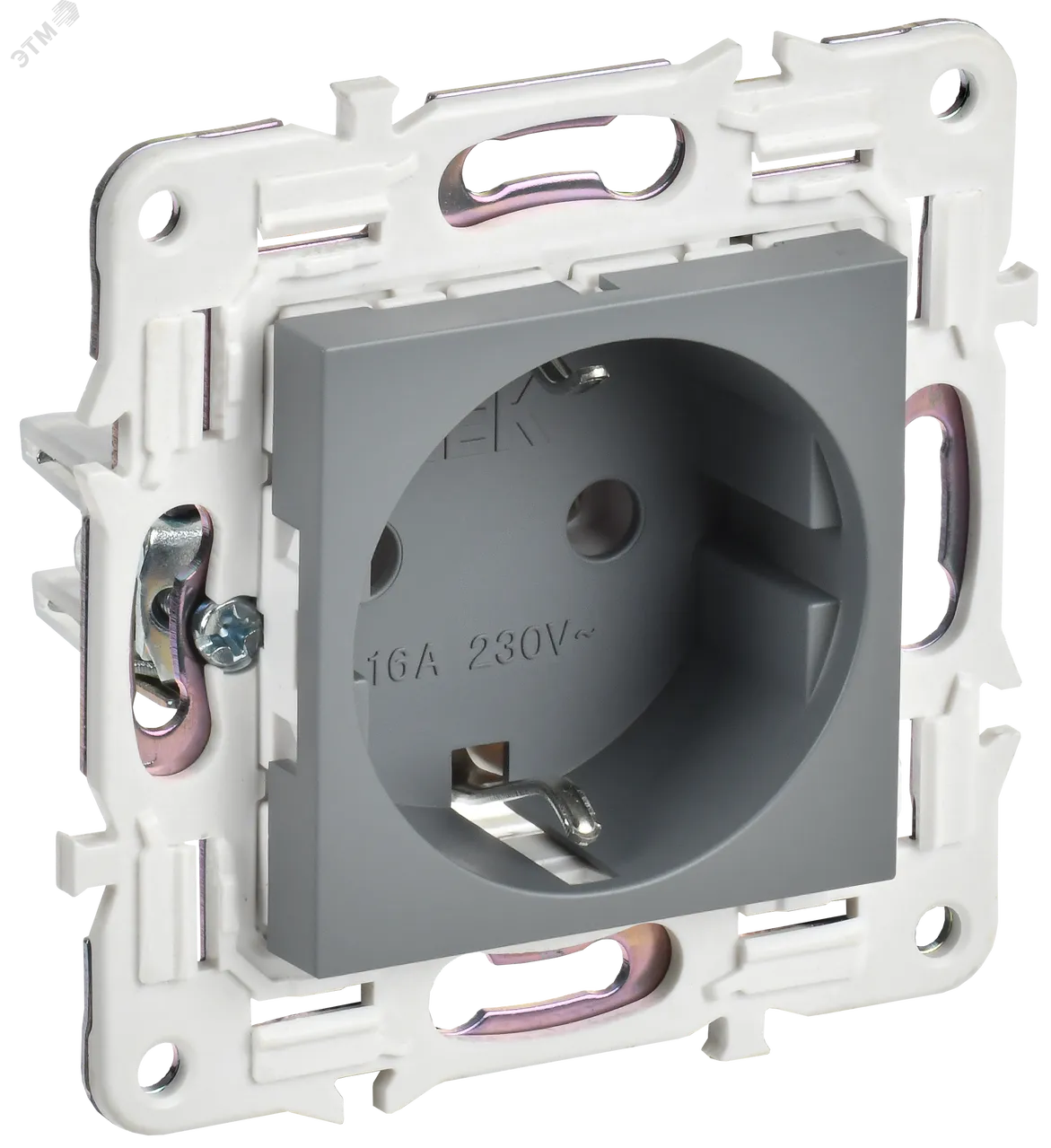 SKANDY Розетка с заземлением без защитных шторок 16А SK-R05Gr серый IEK SK-R11-16-K03