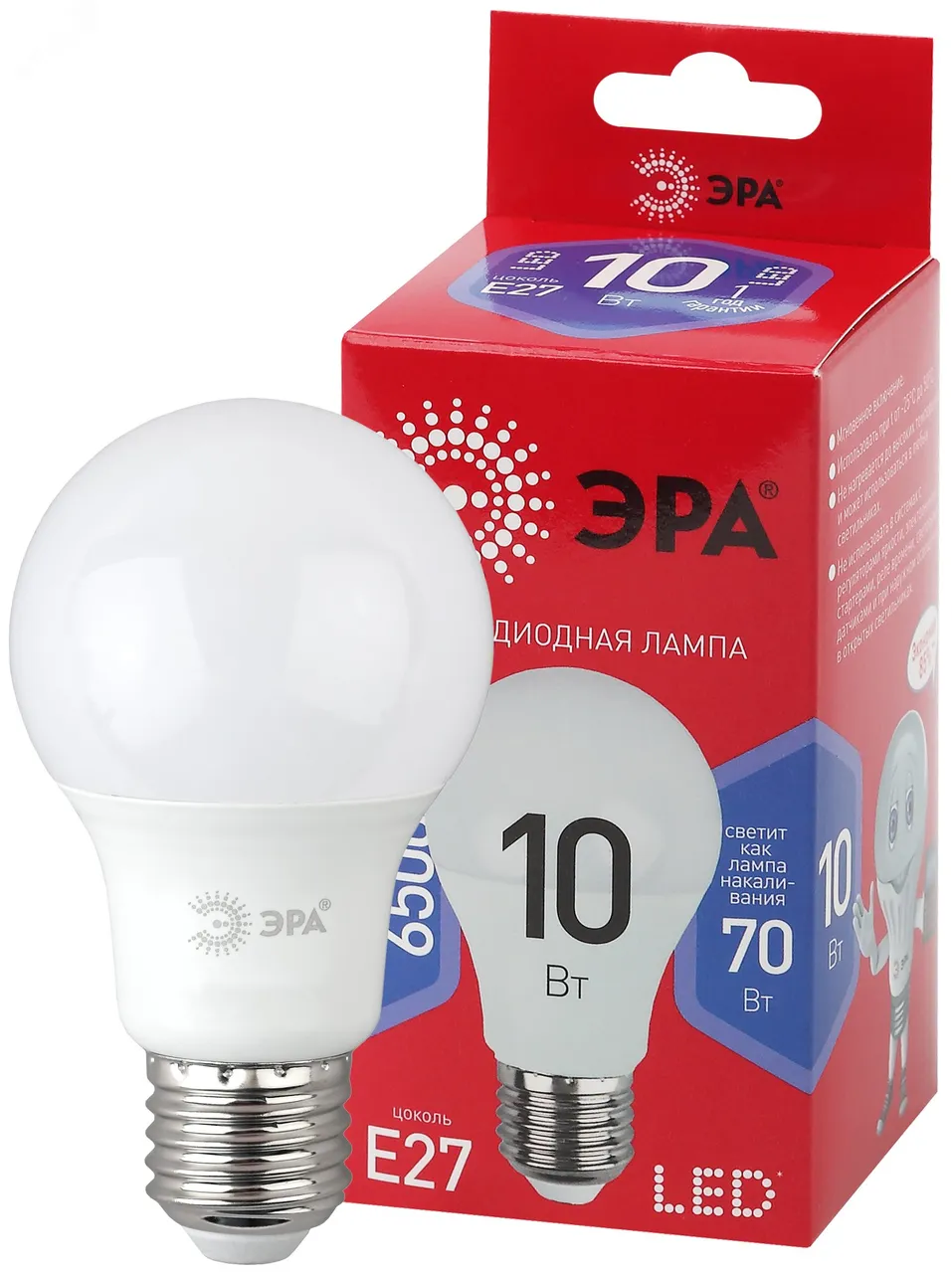 Лампа светодиодная RED LINE LED A60-10W-865-E27 R 10Вт A60 груша 6500К холод. бел. E27 Б0045324