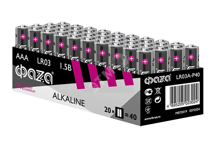 Элемент питания LR03 (AAA) алкалиновая уп. 40 шт. Alkaline Pack-40 5023024