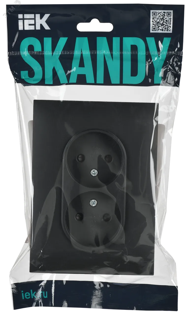 SKANDY Розетка 2-местная без заземления с защитными шторками 10А в сборе SK-R09G графит IEK SK-R23-10-K53-F