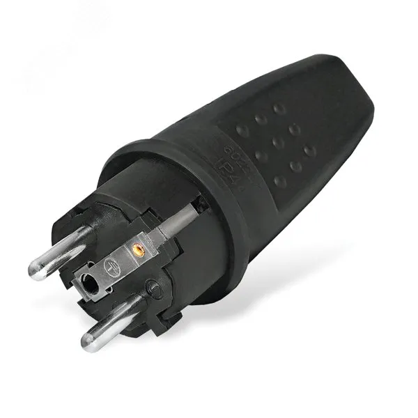 Вилка прямая c/з каучук 16А 250В IP44 (еврослот) 602227