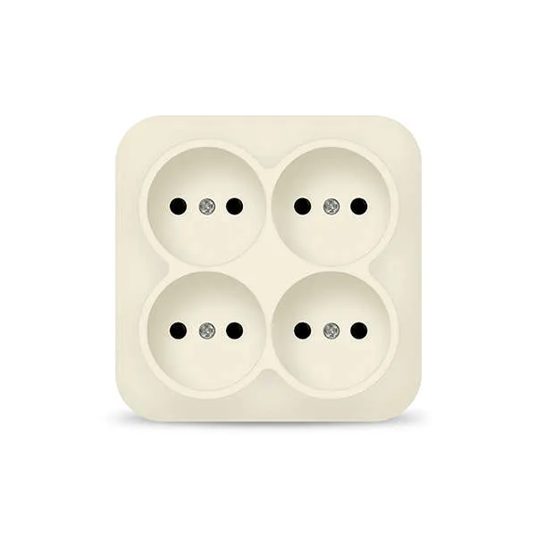 Розетка 4-м ОП 10А IP20 квадрат. без заземл. сл. кость 1453