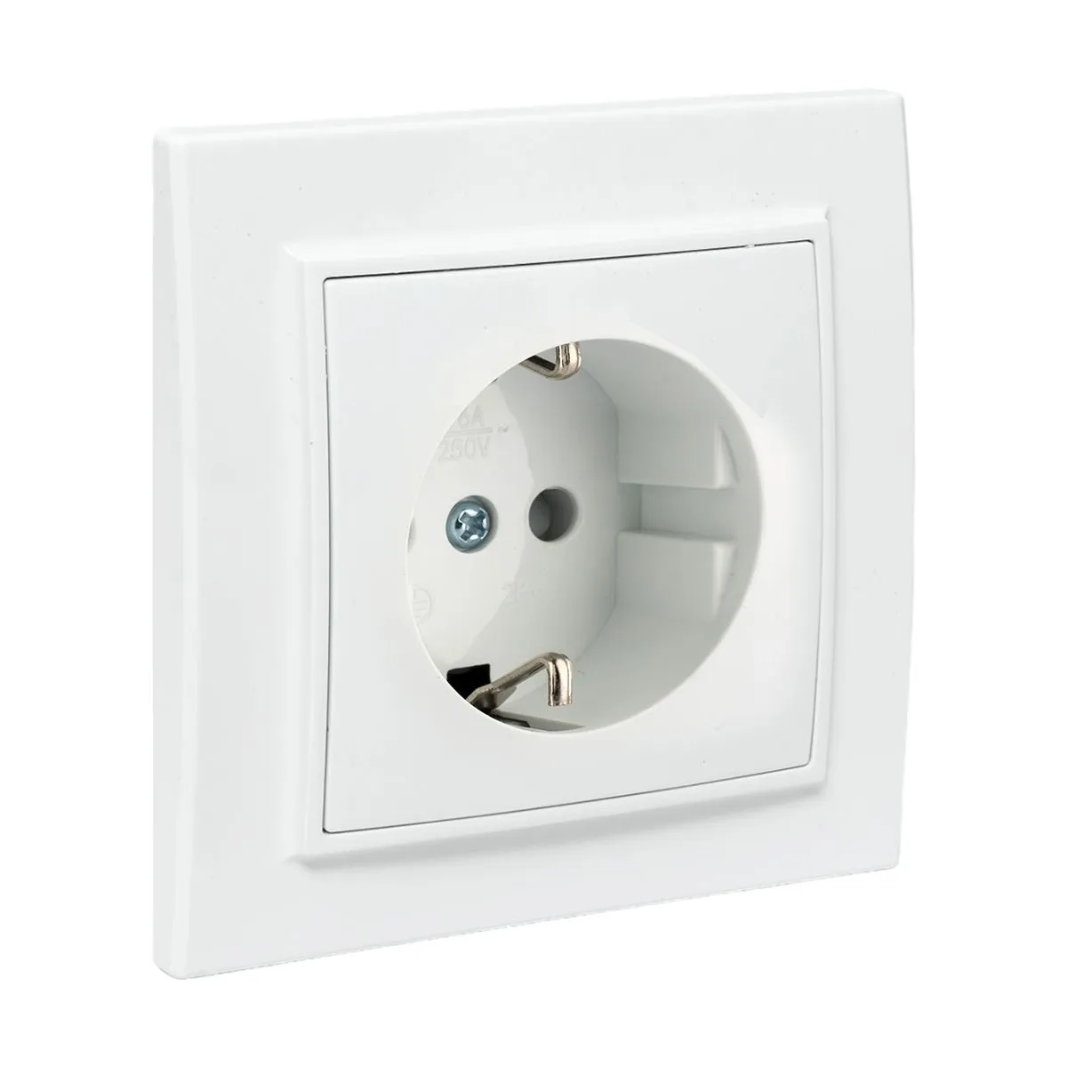 Розетка 1-м СП Минск 16А IP20 с заземл. защ. шторки бел. Basic ERR16-028-100