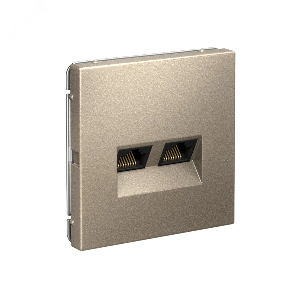 ARTGALLERY РОЗЕТКА двойная компьютерная RJ45+RJ45, кат.6А, механизм, ШАМПАНЬ GAL000588