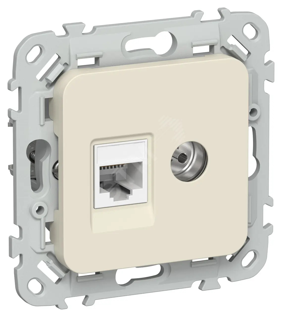 FLITE Розетка 2-местная RJ45/TV категория 5Е UTP РКТВ5е-2-0-ФлСл сливочный IEK FI-AK22-1-K86