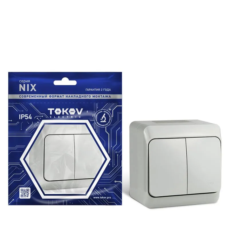Выключатель 2-кл. ОП Nix 10А IP54 250В сер. TKE-NX-V2-C06-IP54