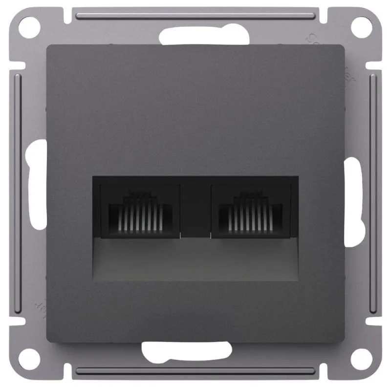 Розетка компьютерная 2-м AtlasDesign RJ45+RJ45 кат.5E механизм базальт SE ATN001485