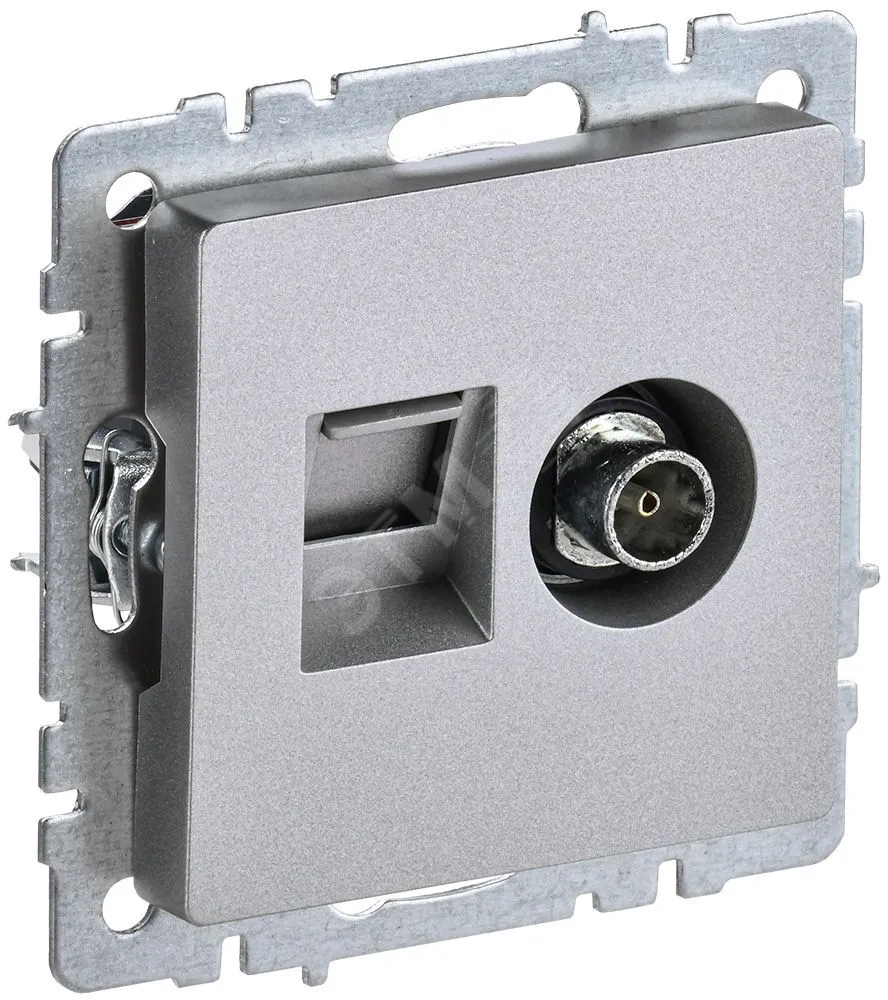 Розетка компьютерная + телевизионная 2-м Brite РТВ/РК12-БрА RJ45 кат.5E + TV алюм. BR-AK20-1-K47