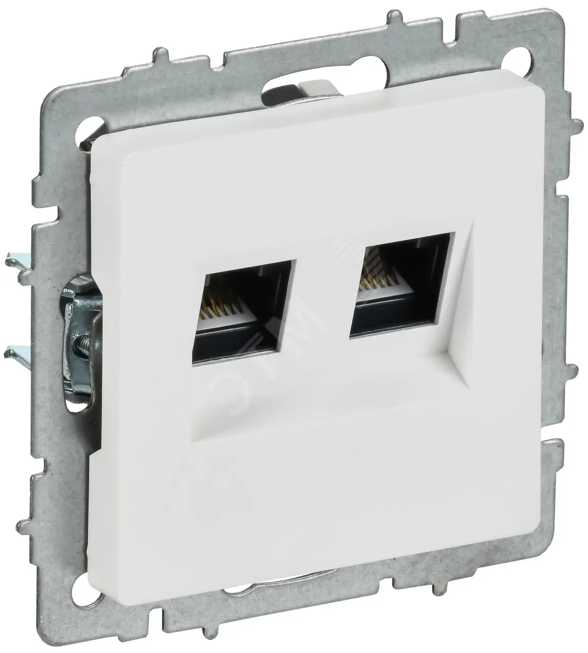 BRITE Розетка компьютерная двойная кат.5E RJ45 РК10-2-БрАБ арктический белый IEK BR-K20-1-K91