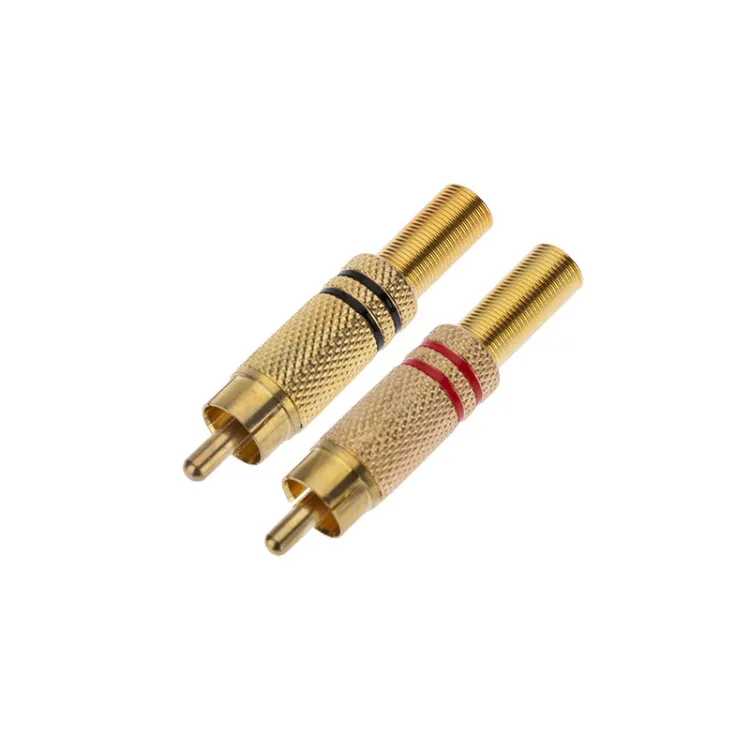Разъем штекер RCA металл пайка чёрный/красный, GOLD 14-0405-1