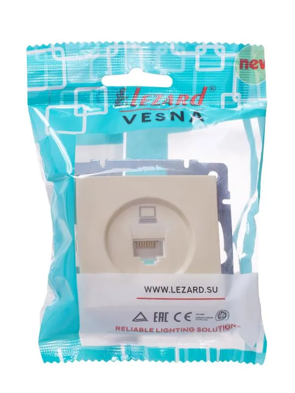 Розетка компьютерная 1-м СП Vesna механизм крем. 742-0388-139