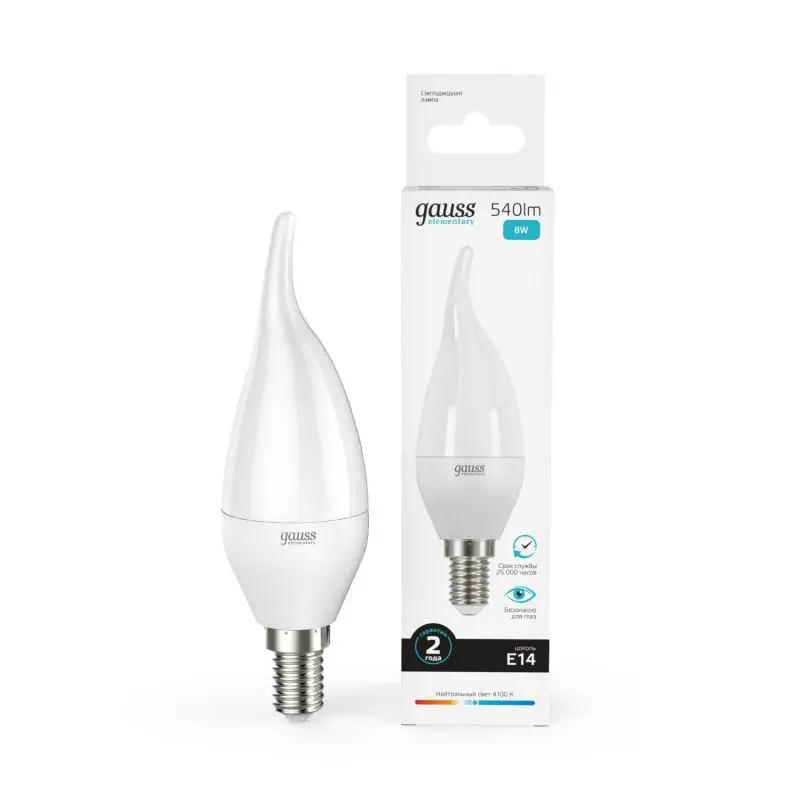 Лампа LED Elementary Candle Tailed 8W E14 4100K 1/10/50 34128