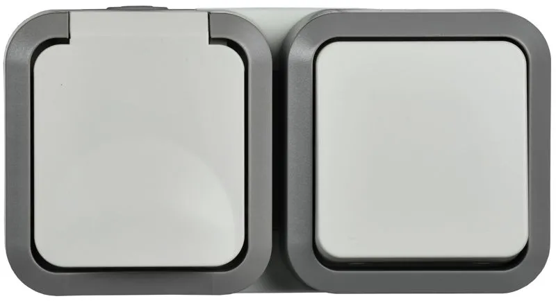 Блок ОП розетка + выключ. горизонт. TORS 16А IP55 TS242 бел. TS-G10-6-55-V-K41