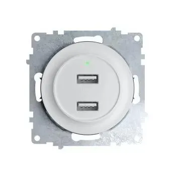 Розетка USB 2-м СП Florence 16А IP20 с подсветкой механизм бел. (1E10351300) 2260089