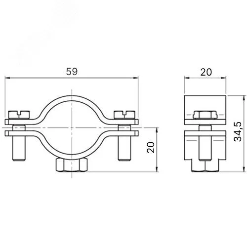 Хомут стальной 1/2" (18-24 мм) с приварной гайкой М8, оцинкованный 6040-P12
