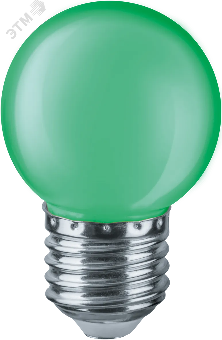Лампа светодиодная LED 1вт Е27 зеленый шар 19805