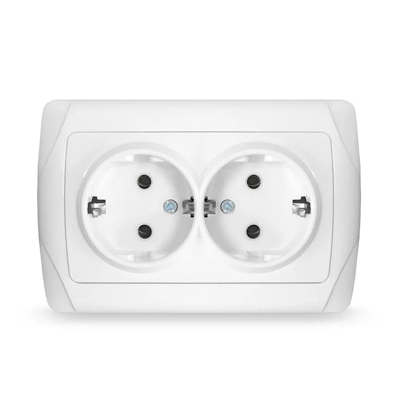 Розетка 2-м СП Маргарита 16А IP20 с заземл. бел. М0128