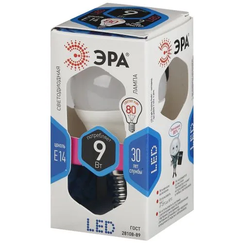 Лампочка светодиодная STD LED P45-9W-840-E14 E14 / Е14 9Вт шар нейтральный белый свет Б0029042